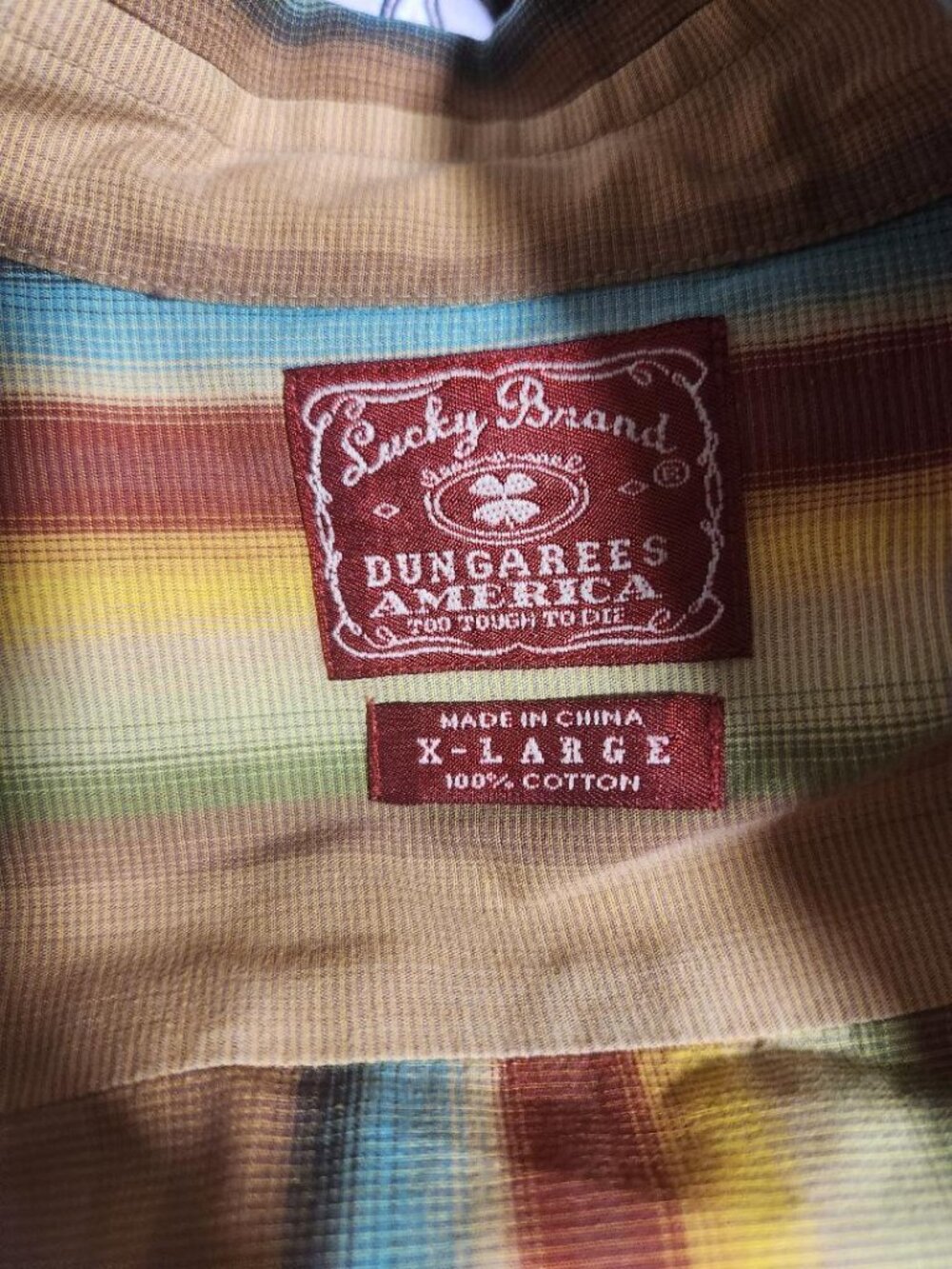 Men's Lucky Brand Dungarees America Southwest Striped Button Down Shirt Sz XL - Picture 4 of 5
